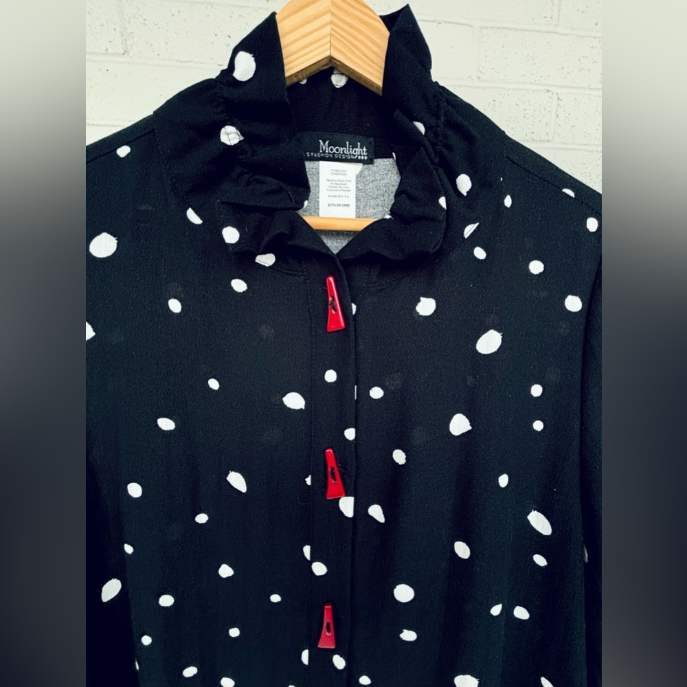Black & White Polka-Dot Tunic Blouse - Picture 4 of 5